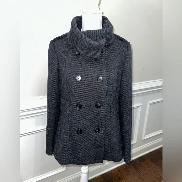 Women’s Ann Taylor Loft Winter Jacket Peacoat Charcoal Gray Sz M - Picture 1 of 15